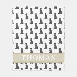 Cobertor De Velo Black Lab Labrador Rosa e Branco Personalizado