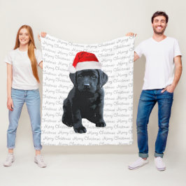 Cobertor De Velo Black Lab Merry Christmas Dog Labrador