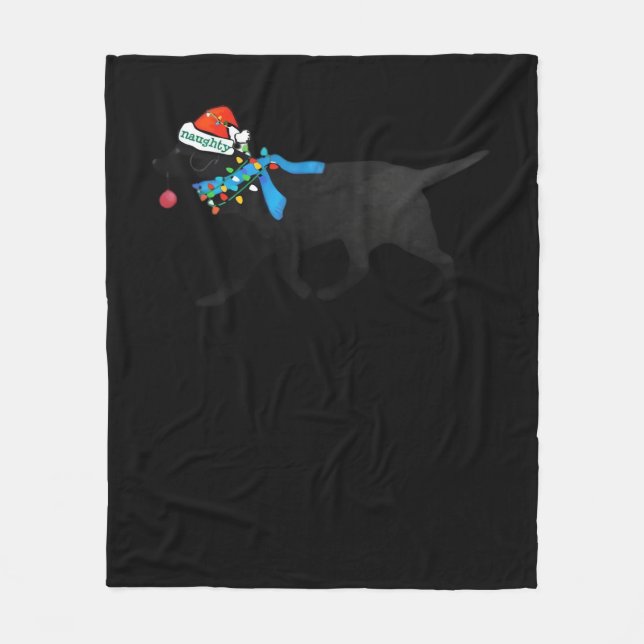 Cobertor De Velo Black Lab Naughty Christmas Dog Classic T-Shirt (Frente)