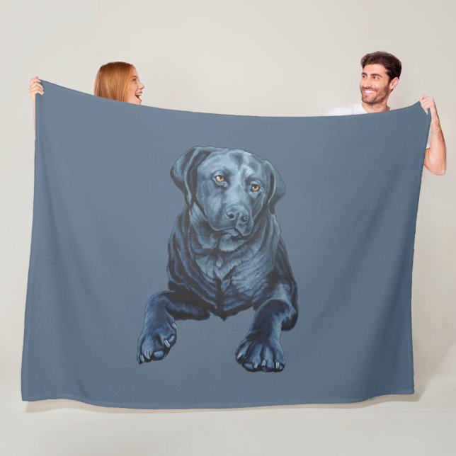 Cobertor De Velo Black Labrador Blanket Dog Art Fleece Blankets (In Situ)