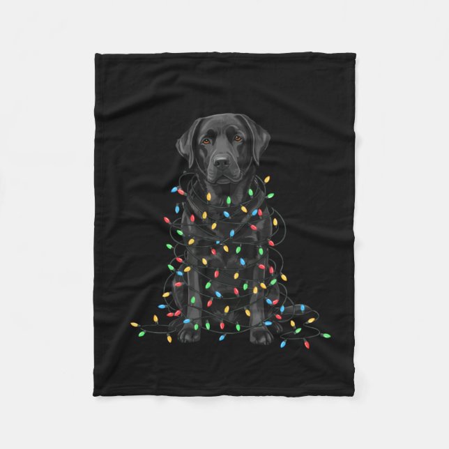Cobertor De Velo Black Labrador Christmas I'm Fine Everything Is Fi (Frente)