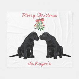 Cobertor De Velo Black Labrador Christmas Puppy