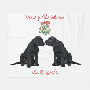 Cobertor De Velo Black Labrador Christmas Puppy