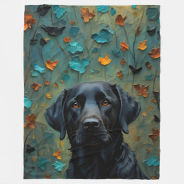 Cobertor De Velo Black Labrador in Leaves