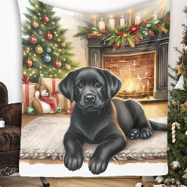 Cobertor De Velo Black Labrador Retriever Puppy Dog Cozy Natal