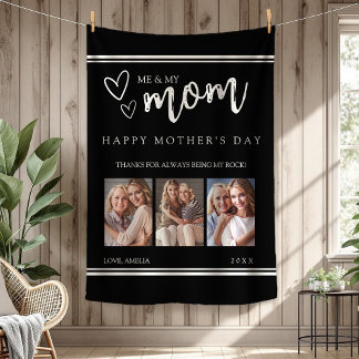 Cobertor De Velo Black Modern Happy Mother's Day Photo Collage
