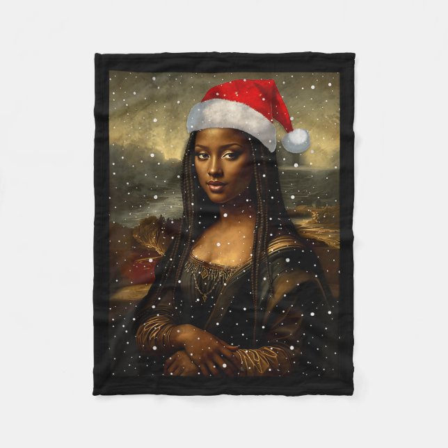 Cobertor De Velo Black Mona Lisa African American Christmas Santa H (Frente)