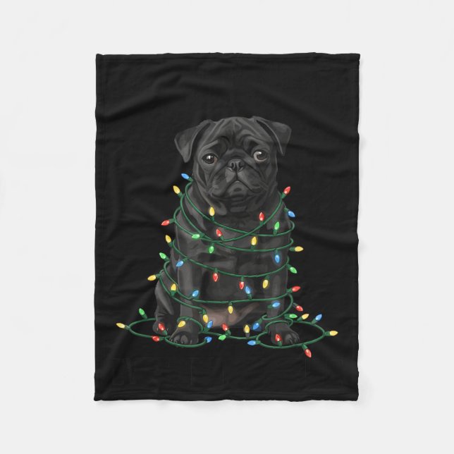 Cobertor De Velo Black Pug Christmas I'm Fine Everything Is Fine  (Frente)