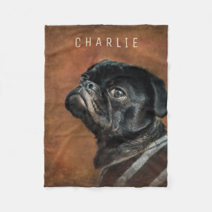 Cobertor De Velo Black Pug Dog Personalizado