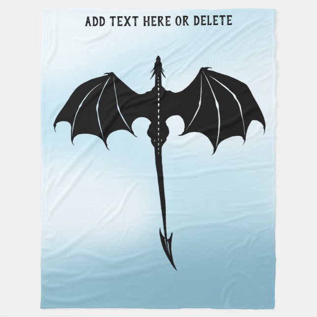 Cobertor De Velo Black Tribal Dragon Fantasy Blue Sky (Frente)