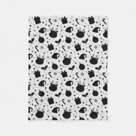 Cobertor De Velo Black White Christmas Seamless Pattern