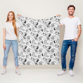 Cobertor De Velo Black & White Paisley Pattern –Elegant Textile Art
