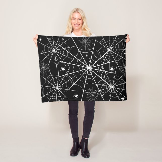 Cobertor De Velo Black White Spider Web Pattern Gothic Spooky (In Situ)