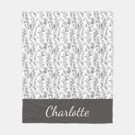 Cobertor De Velo Black White Toile Floral Custom Name