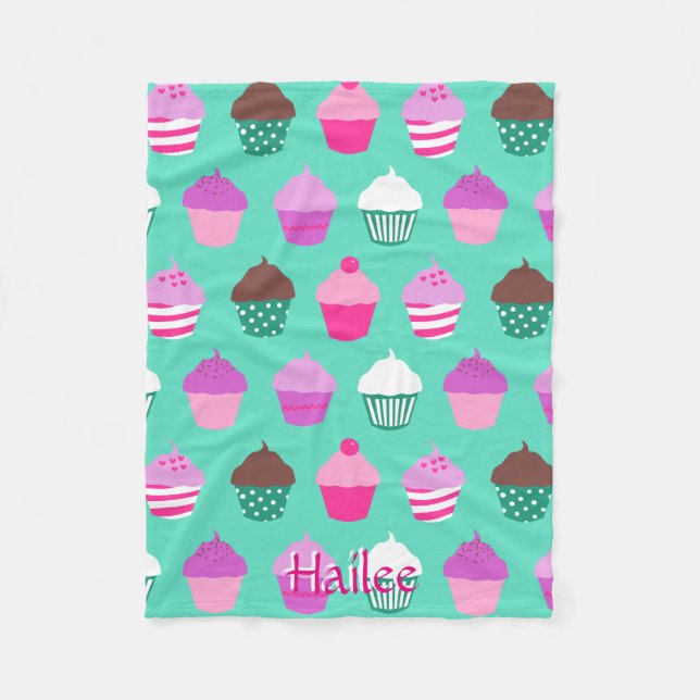 Cobertor De Velo Blacket do velo dos cupcakes (Frente)