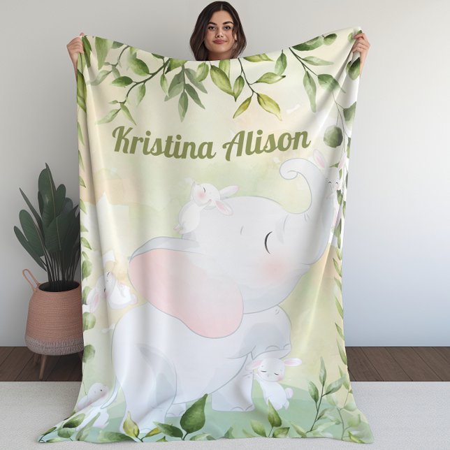 Cobertor De Velo Blanket de Bunnies e Elefante Kid (Bunnies and Elephant Kid’s Blanket (L))