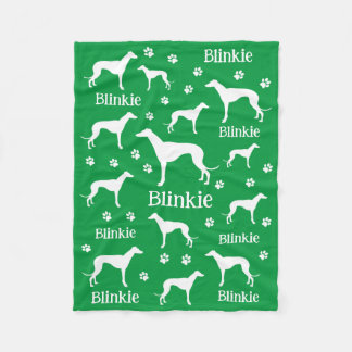 Cobertor De Velo Blanket de Cachorro Personalizado Verde de Whippet