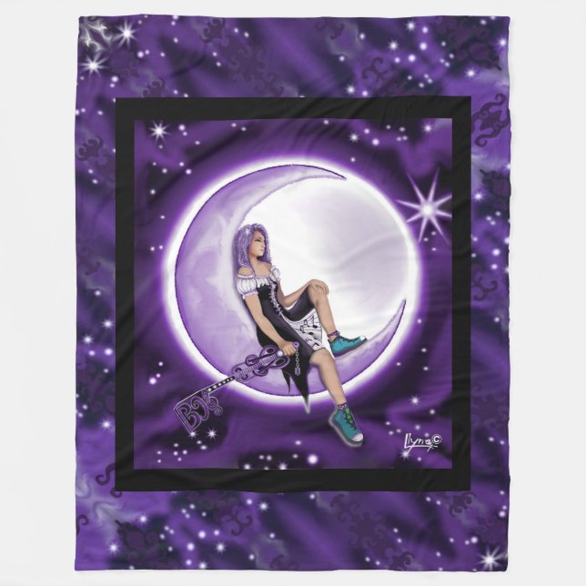 Cobertor De Velo Blanket de Folha de Moon Roxo (Frente)