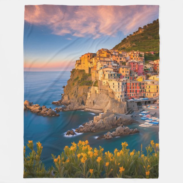 Cobertor De Velo Blanket Mediterranean Sea Italy Coastline Beach (Frente)