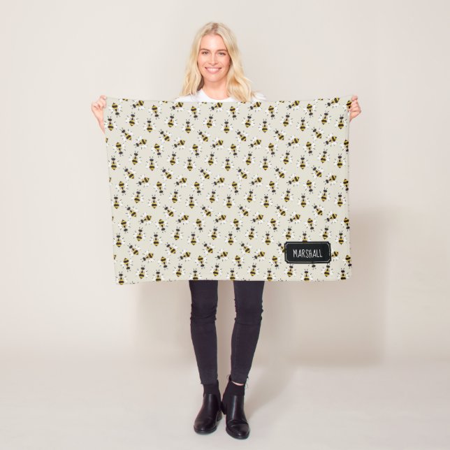 Cobertor De Velo Blanket Rustic Bee Bee com Nome Personalizado (In Situ)
