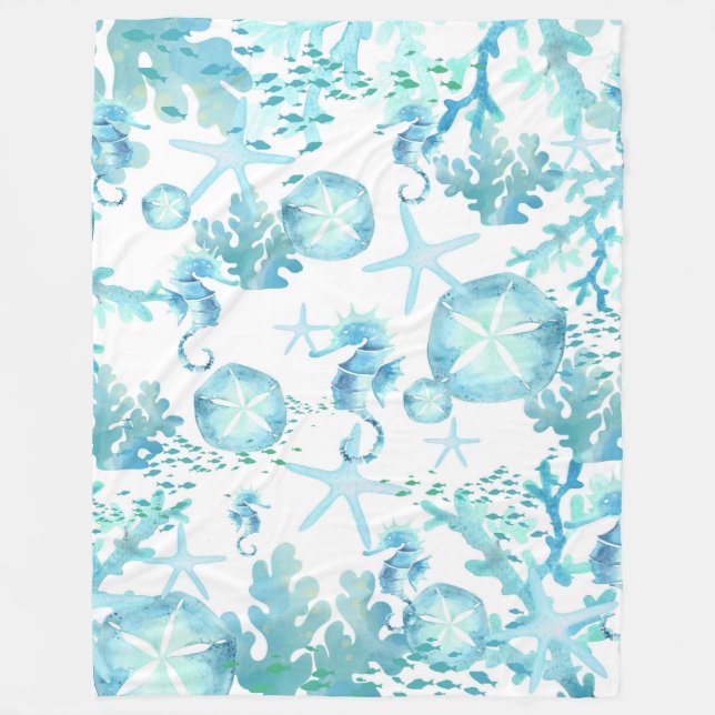 Cobertor De Velo Blanket Teal Blue Seacavalo Sandól Seashell (Frente)