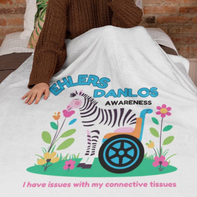 Cobertor De Velo Blanket Zebra de Consciência EDS (Spread EDS awareness with this cute zebra, "I have issues with my connective tissues" blanket! )