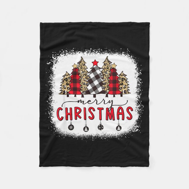 Cobertor De Velo Bleached Merry Christmas Tree Funny Leopard Plaid  (Frente)