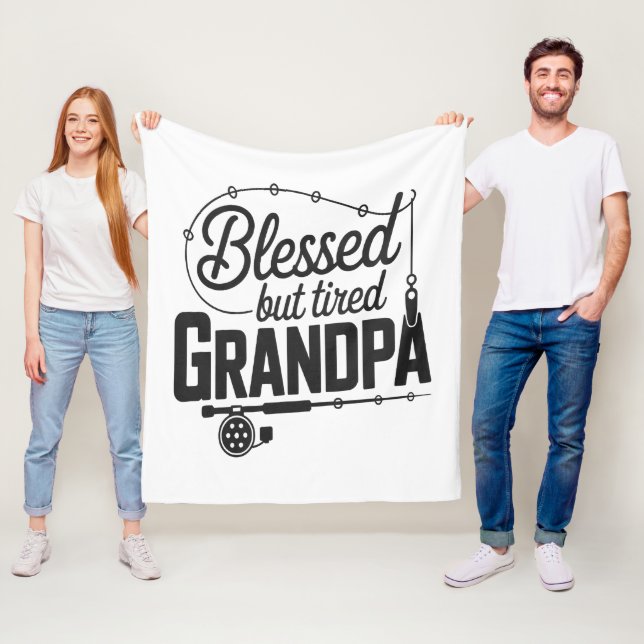 Cobertor De Velo Blessed But Tired Grandpa Fleece Blanket (In Situ)