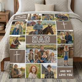 Cobertor De Velo Blessed Dad 12 Photo Collage Custom Text