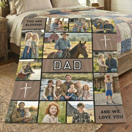 Cobertor De Velo Blessed Dad 12 Photo Collage Custom Text