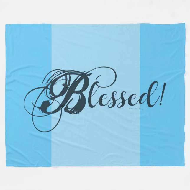 Cobertor De Velo Blessed! Fleece Blanket  (Blue) (Frente (Horizontal))