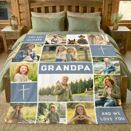 Cobertor De Velo Blessed Grandpa 12 Photo Collage Custom Text