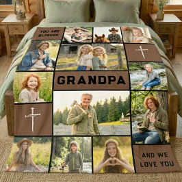 Cobertor De Velo Blessed Grandpa 12 Photo Collage Custom Text