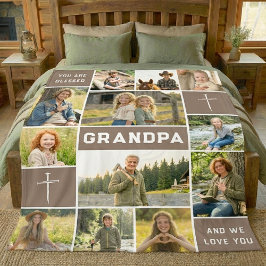 Cobertor De Velo Blessed Grandpa 12 Photo Collage Custom Text