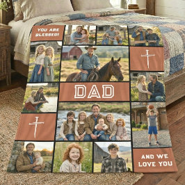 Cobertor De Velo Blessed Loved Dad 12 Photo Collage Custom Text