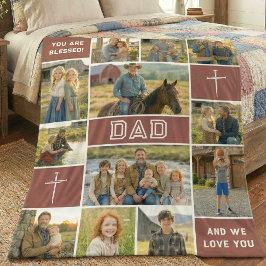 Cobertor De Velo Blessed Loved Dad 12 Photo Collage Custom Text