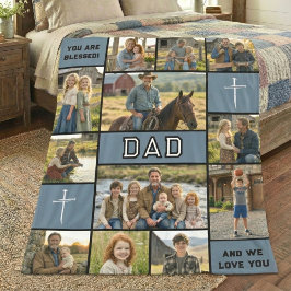 Cobertor De Velo Blessed Loved Dad 12 Photo Collage Custom Text