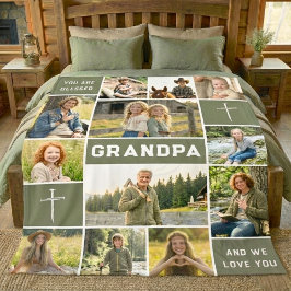 Cobertor De Velo Blessed Loved Grandpa 12 Photo Collage Custom Text