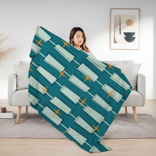 Cobertor De Velo Blocos Atômicos Teal, Aqua em Estilo Moderno de Me (Criador carregado)