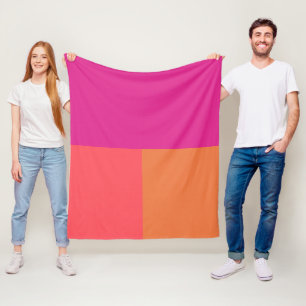 Cobertor De Velo Blocos de Cores Rosa Quente e Laranja