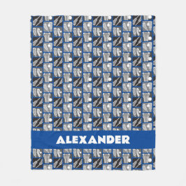 Cobertor De Velo Blocos de Lacrosse Azul de Vinhetas e Bolas