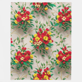 Cobertor De Velo Bloom Radiante: Um Floral Vermelho e Amarelo Vibra