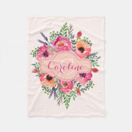 Cobertor De Velo Blooms Brilhantes Personalizados - Rosa e pêssego 