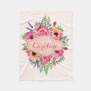 Cobertor De Velo Blooms Brilhantes Personalizados - Rosa e pêssego