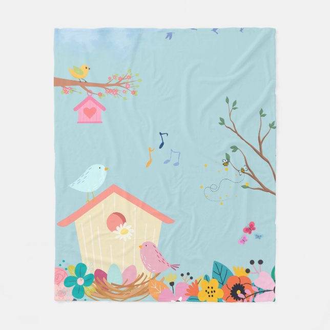 Cobertor De Velo Blossom Birdhouse Fleece Blanket (Frente)