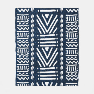 Cobertor De Velo Blue African Denim Bogolan Design Blanket