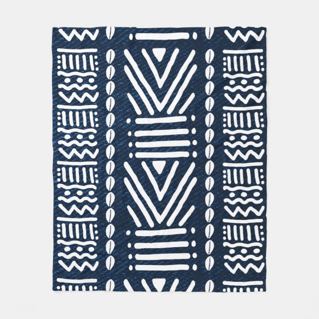 Cobertor De Velo Blue African Denim Bogolan Design Blanket (Frente)
