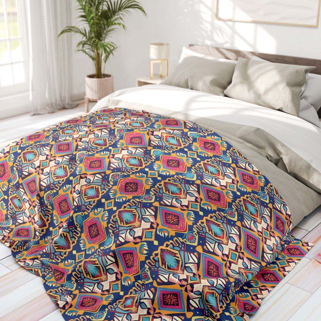 Cobertor De Velo Blue and Pink Bohemian Tribal (Criador carregado)