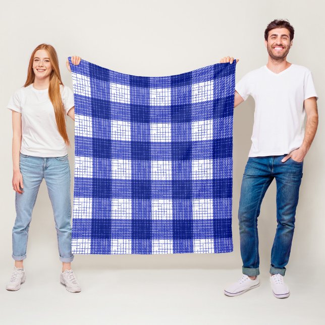 Cobertor De Velo Blue and White Bold Checkered Plaid Design  (Criador carregado)