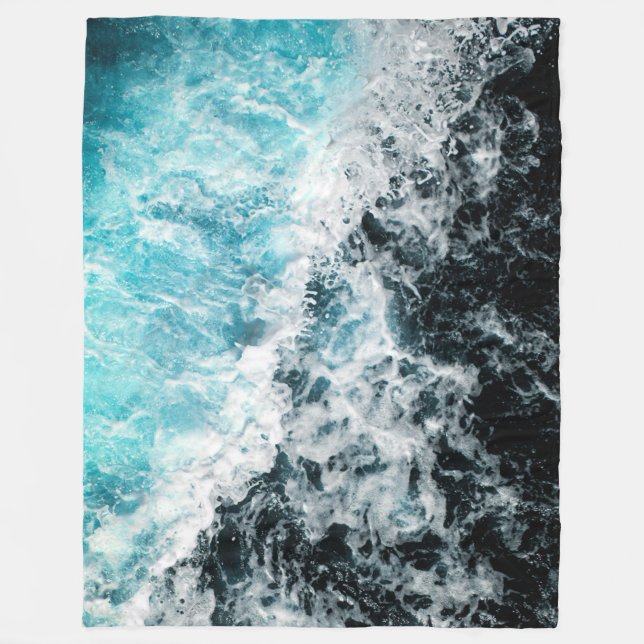 Cobertor De Velo Blue Black Ocean Waves Hawaii (Frente)